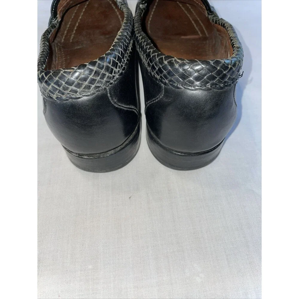 Allen Edmonds Maxfield Dress Loafers Mens Size 9 C Black Leather Tassels Weave